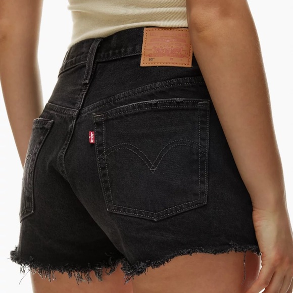 Levi’s Distressed Jean Shorts in Black - Picture 1 of 7